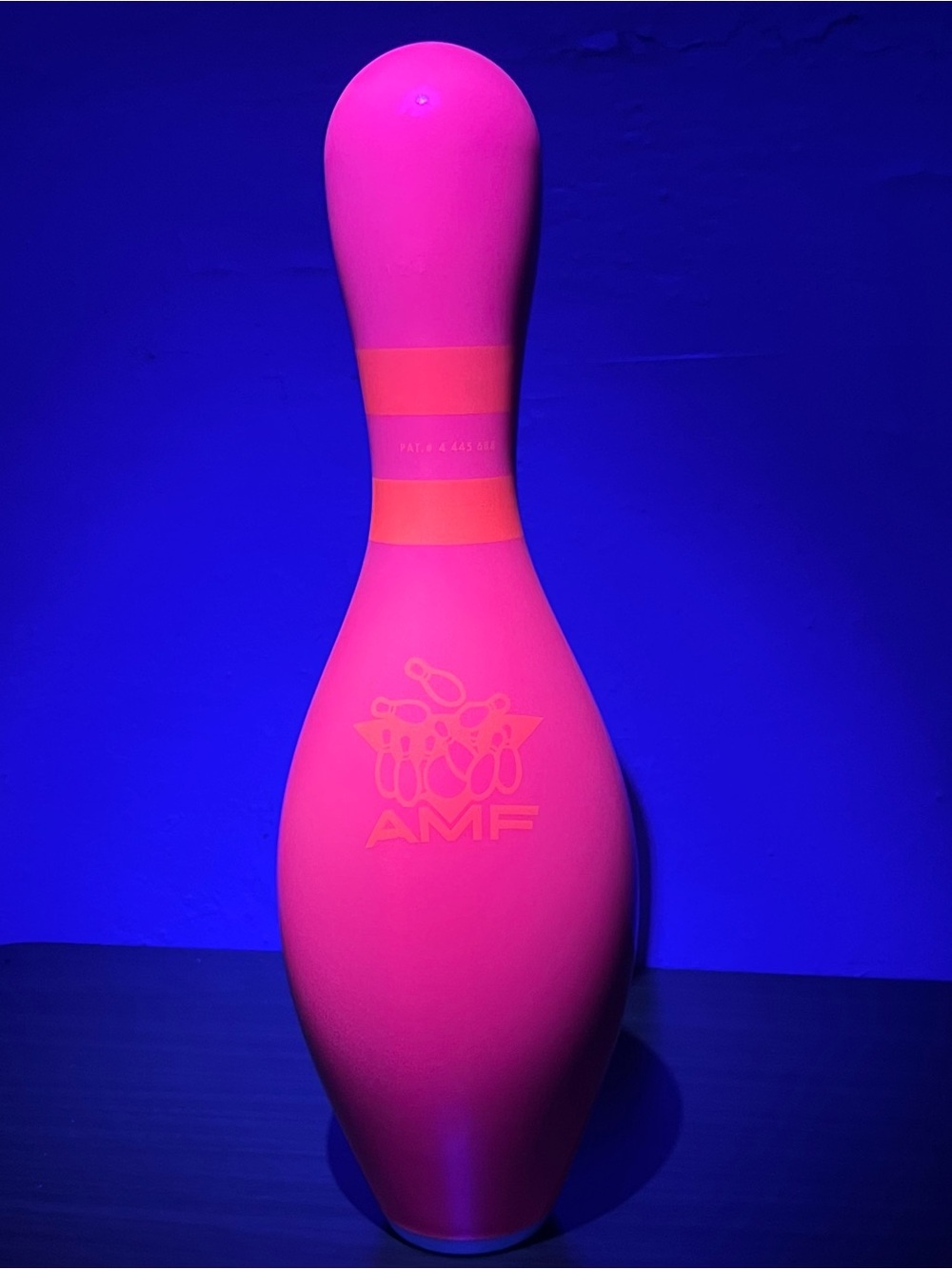 AMF 15in Bowling Pin ABC Approved Neon Pink (Black Light) Plastic Coated Wood